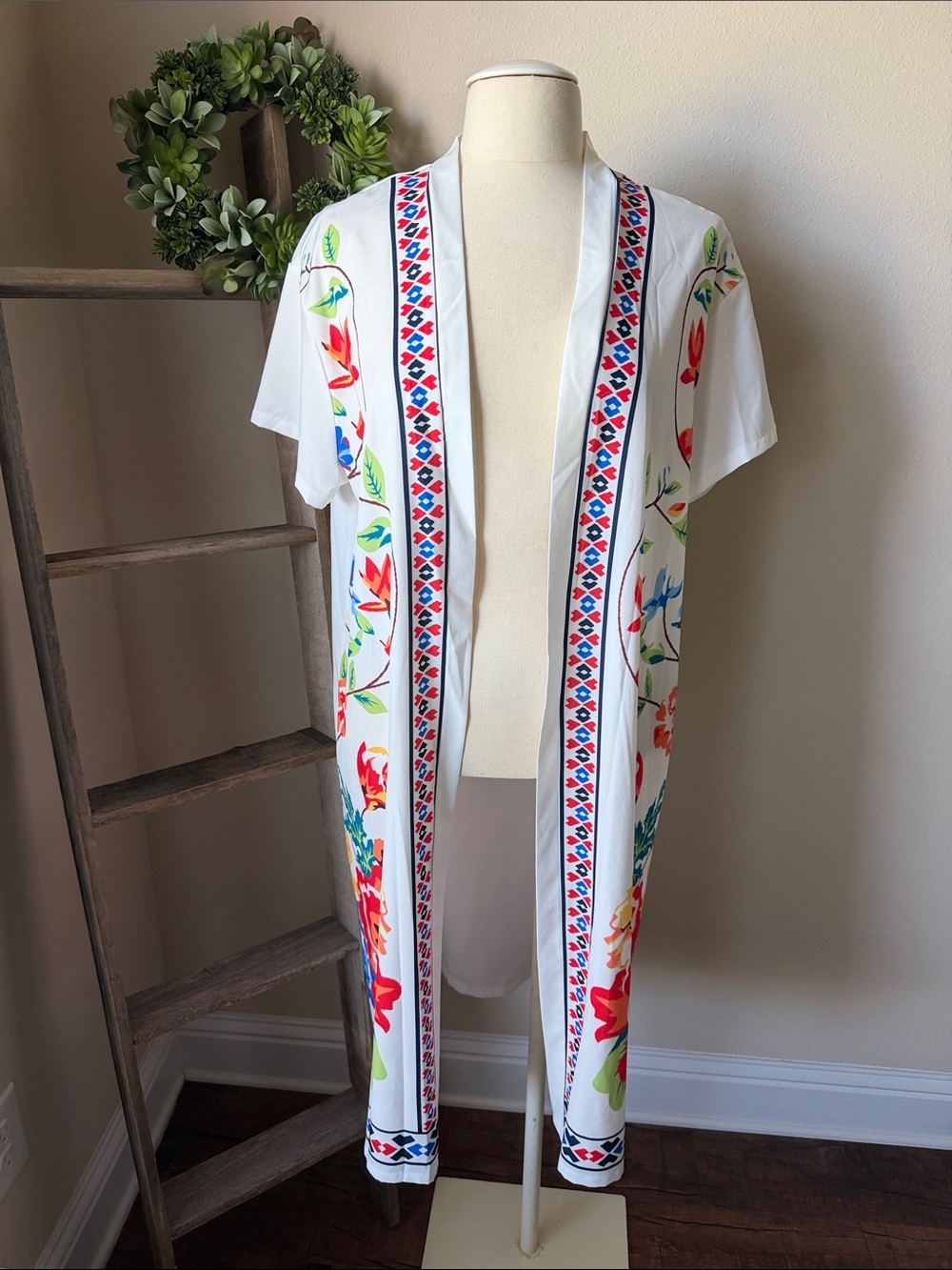 SHEIN white floral kimono